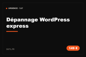 Dépannage WordPress express · résolu dans la journée